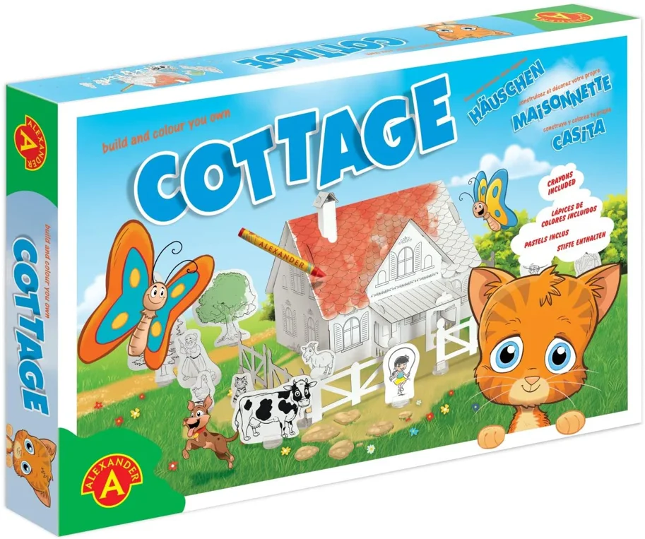 COTTAGE - Haus und Katze 3D Bastel- & Mal Set