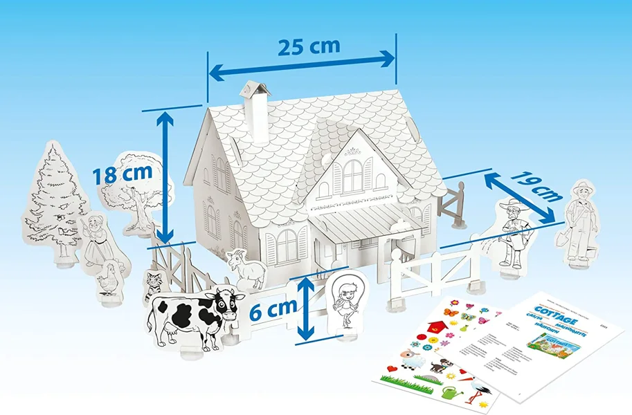 COTTAGE - Haus und Katze 3D Bastel- & Mal Set