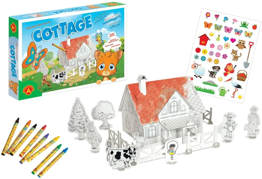 COTTAGE - Haus und Katze 3D Bastel- & Mal Set