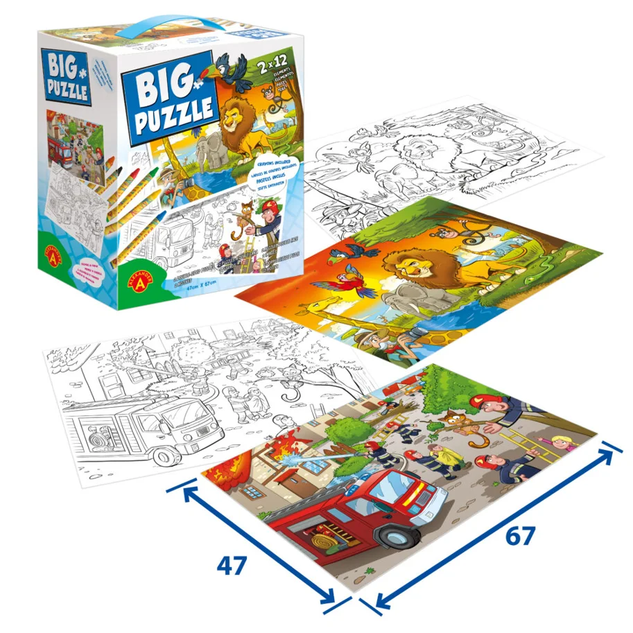 Big Puzzle – Feuerwehr & afrikanische Tiere