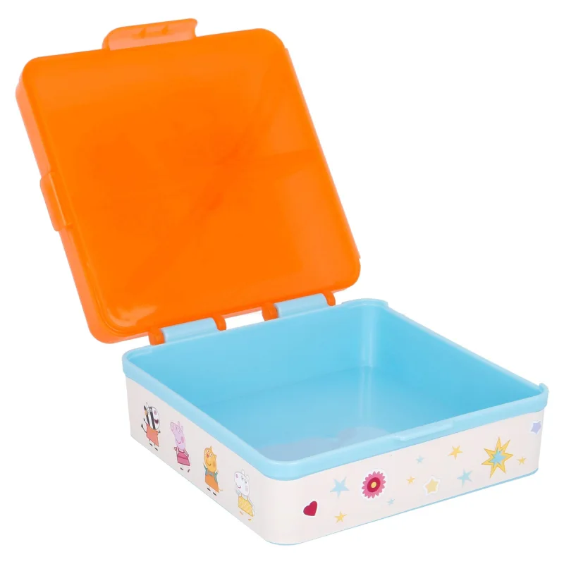 Peppa Pig "FREUNDLICHKEIT ZÄHLT" - quadratische Lunchbox mit Fächern