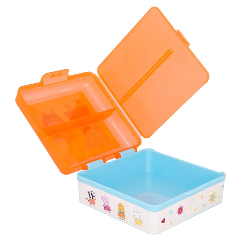 Peppa Pig "FREUNDLICHKEIT ZÄHLT" - quadratische Lunchbox mit Fächern