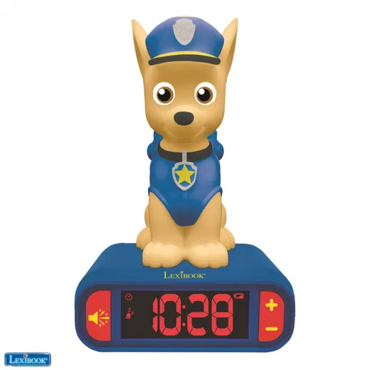 Paw Patrol "Chase" Wecker mit 3D Nachtlicht-Figur und besonderen Klingeltönen