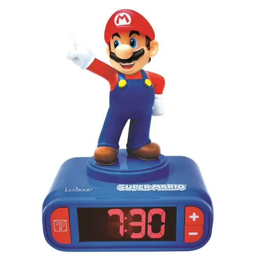 Super Mario Wecker mit 3D Nachtlicht-Figur und besonderen Klingeltönen