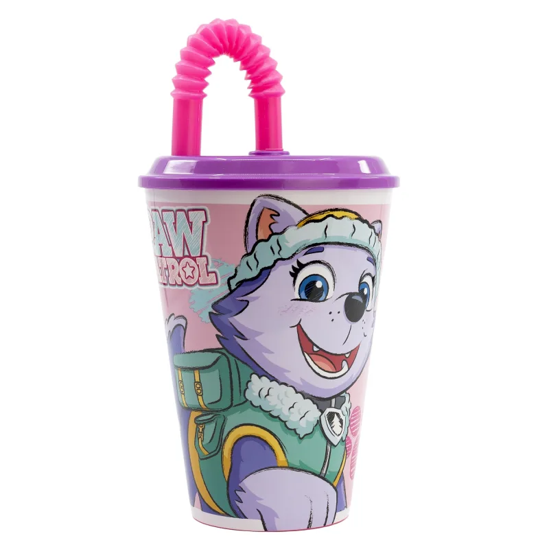 Paw Patrol Girl - Becher mit Deckel und Strohhalm, 430 ml