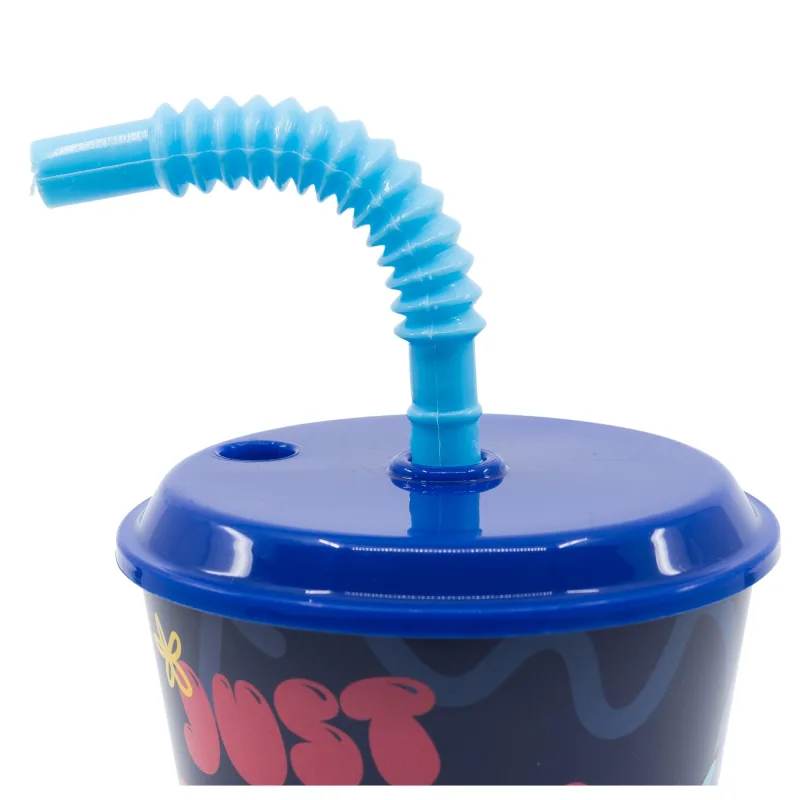 Stitch-Becher mit Deckel und Strohhalm, 430 ml