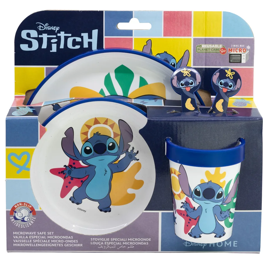 Stitch - Premium Geschirr-Set 5-teilig, rutschfest