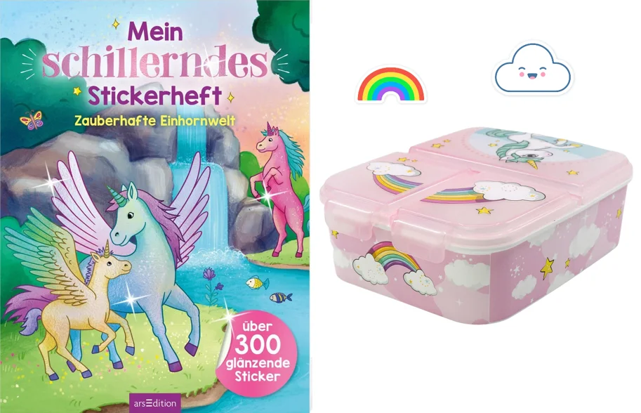 Einhorn - Geschenkset Buch und Lunchbox