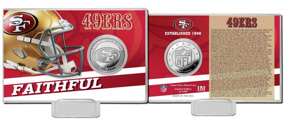 San Francisco 49ers Team History Silver Coin Card 