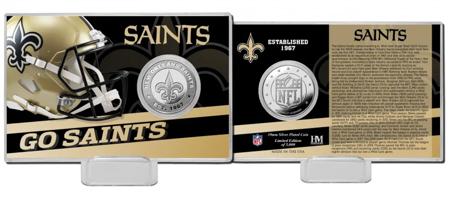 New Orleans Saints Team History Silver Coin Card 