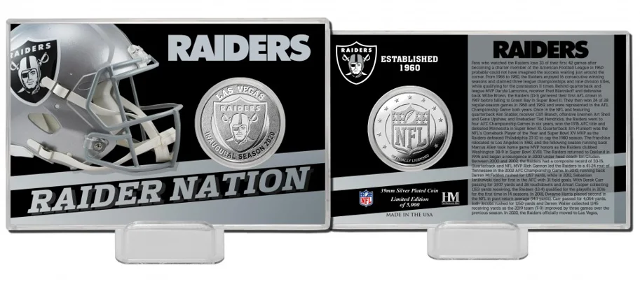 Las Vegas Raiders Team History Silver Coin Card 