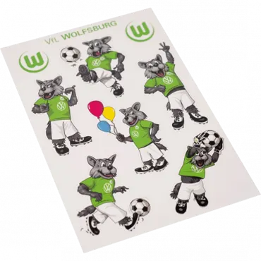 VfL Wolfsburg Aufkleberkarte Wölfi DIN A5