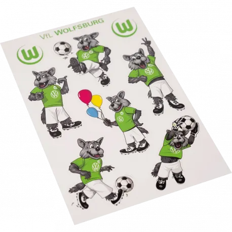 VfL Wolfsburg Aufkleberkarte Wölfi DIN A5