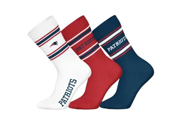 New England Patriots 3pk Crew Socks 43-46