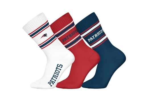 New England Patriots 3pk Crew Socks 43-46