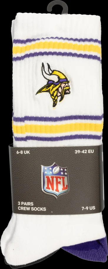 Minnesota Vikings 3pk Crew Socks 35-38