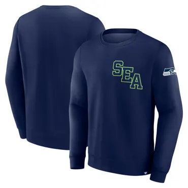 Seattle Seahawks Varsity Letter Fleece Crew M