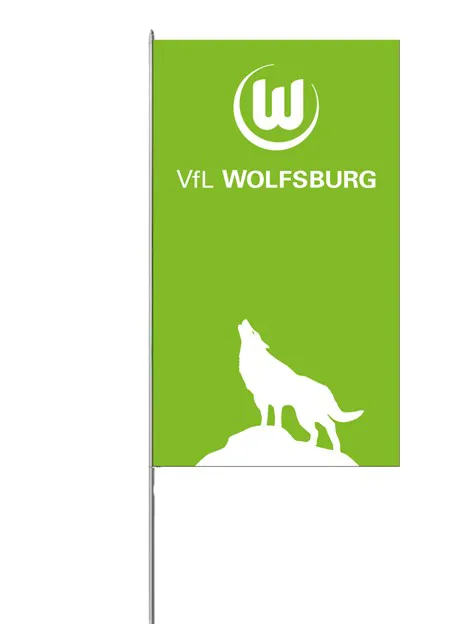 VfL Wolfsburg Hissfahne heulender Wolf 175 x 300 