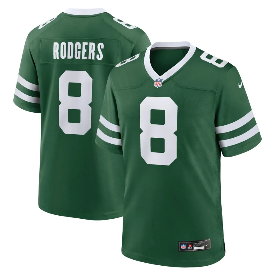 New York Jets Home Game Jersey Rodgers 8 2XL