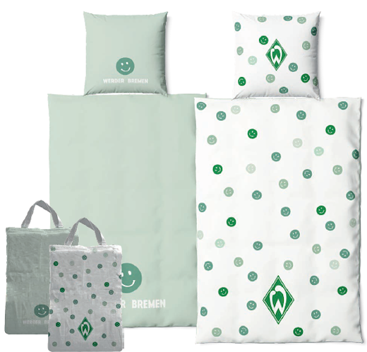 SV Werder Bremen GOTS Wendebettwäsche Smiley 135x200 + 80x80cm
