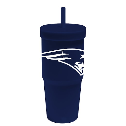 New England Patriots Silicon Glass W/Straw & Lid 