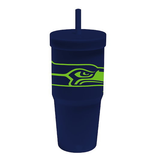 Seattle Seahawks Silicon Glass W/Straw & Lid 