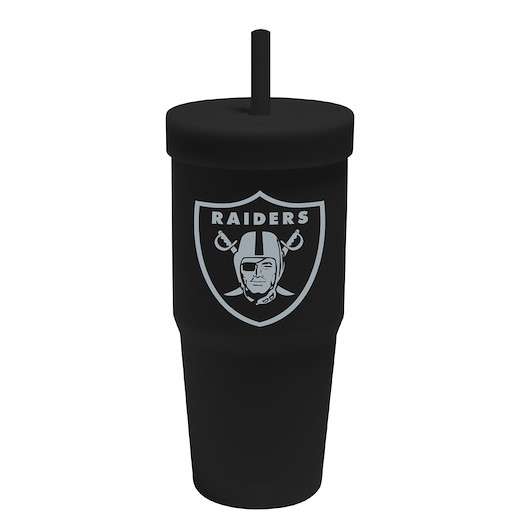 Las Vegas Raiders Silicon Glass W/Straw & Lid 