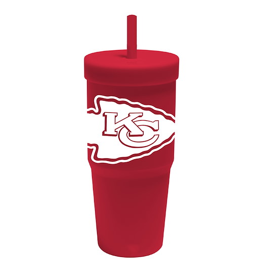 Kansas City Chiefs Silicon Glass W/Straw & Lid 