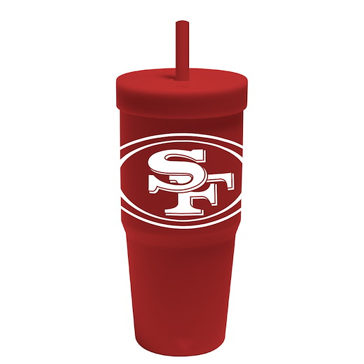 San Francisco 49ers Silicon Glass W/Straw & Lid 
