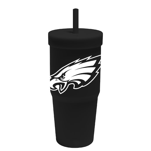 Philadelphia Eagles Silicon Glass W/Straw & Lid 