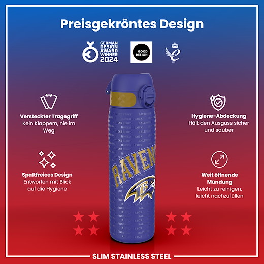 Baltimore Ravens Steel Water Bottle 600ml 600ml