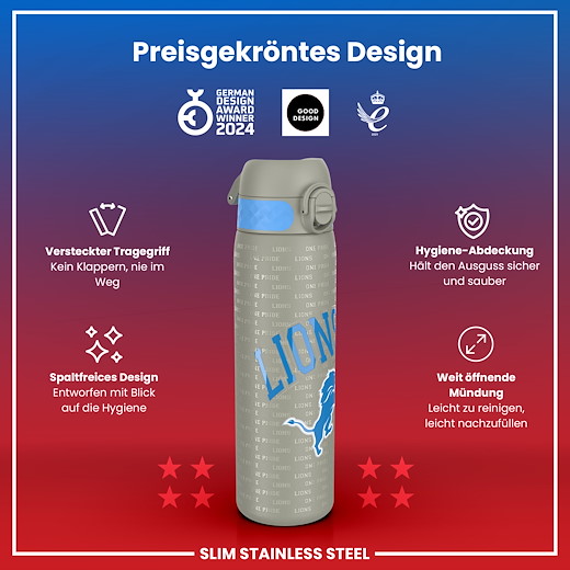 Detroit Lions Steel Water Bottle 600ml 600ml