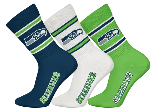 Seattle Seahawks 3pk Crew Socks 39-42
