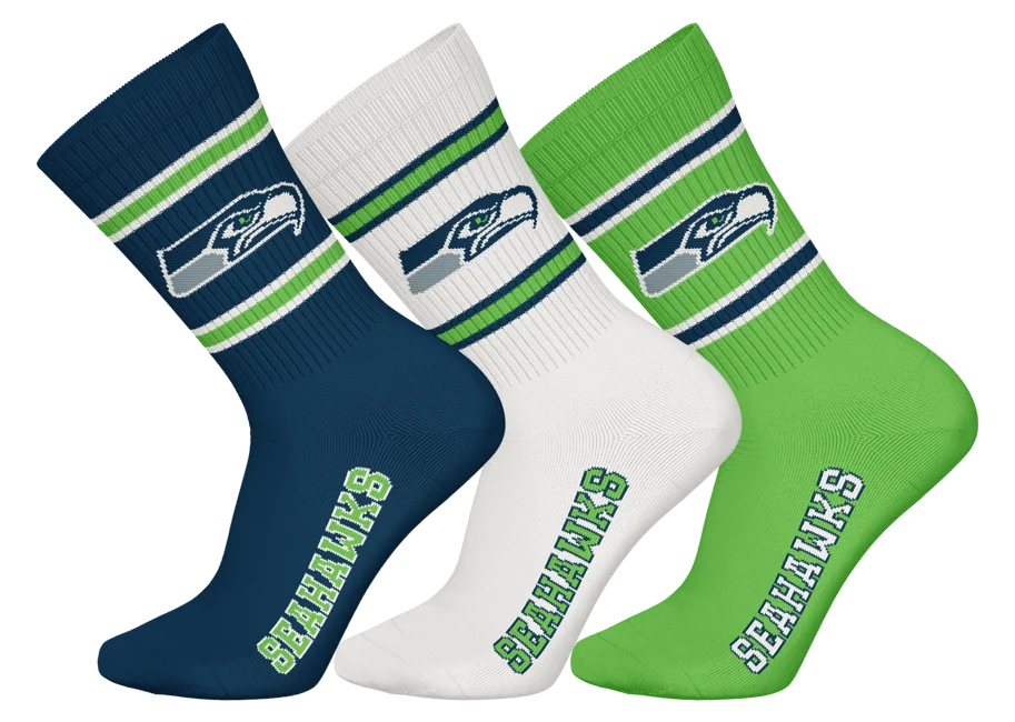 Seattle Seahawks 3pk Crew Socks 39-42