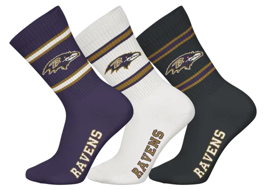 Baltimore Ravens 3pk Crew Socks 39-42