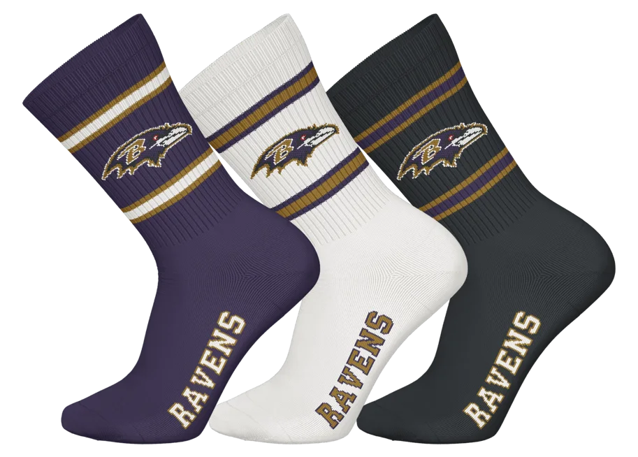 Baltimore Ravens 3pk Crew Socks 39-42