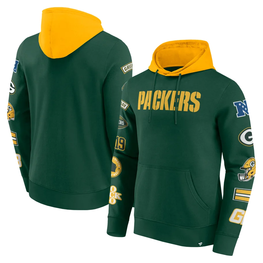 Green Bay Packers Patched Out Fleece Hoodie  M