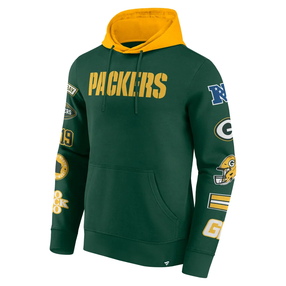 Green Bay Packers Patched Out Fleece Hoodie  M