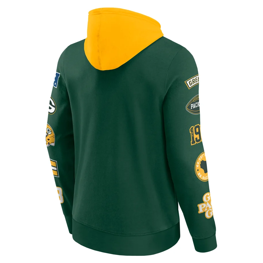 Green Bay Packers Patched Out Fleece Hoodie  M
