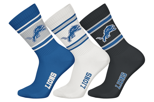 Detroit Lions 3pk Crew Socks 39-42