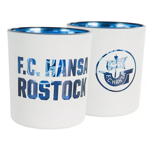 Hansa Rostock Windlicht Logo weiß-blau 2er-Set 