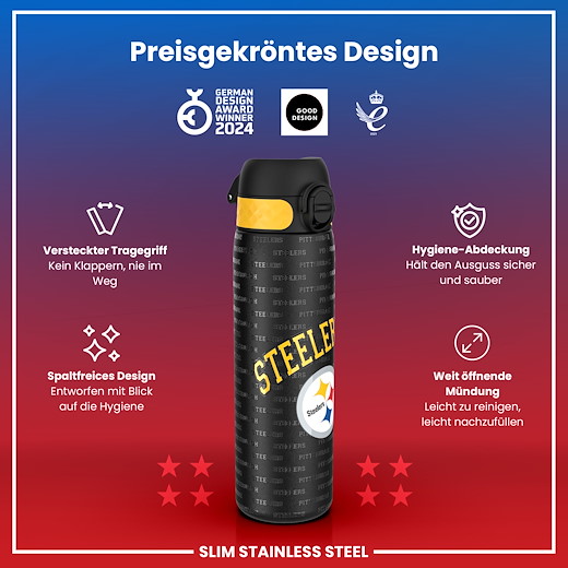 Pittsburgh Steelers Steel Water Bottle 600ml 600ml