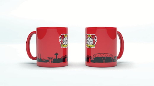 Bayer 04 Leverkusen Tasse rot Skyline schwarz 
