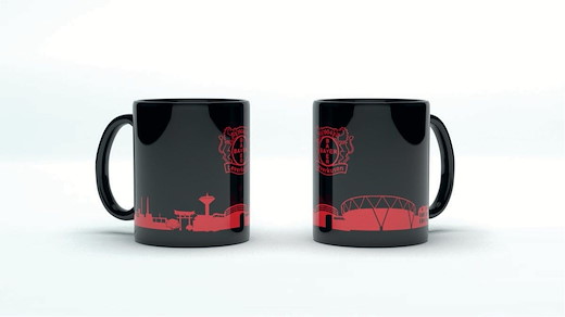 Bayer 04 Leverkusen Tasse schwarz Skyline rot 