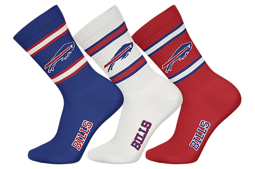Buffalo Bills 3pk Crew Socks 43-46