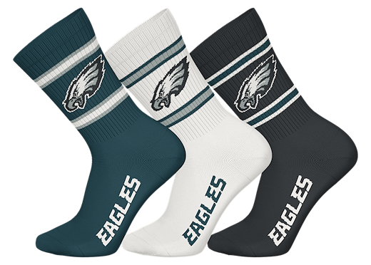 Philadelphia Eagles 3pk Crew Socks 43-46
