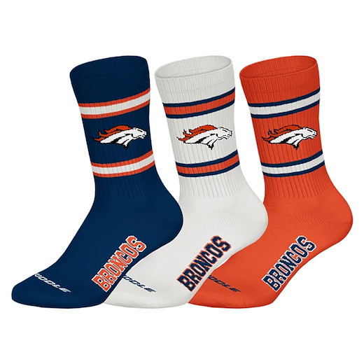 Denver Broncos 3pk Crew Socks 43-46